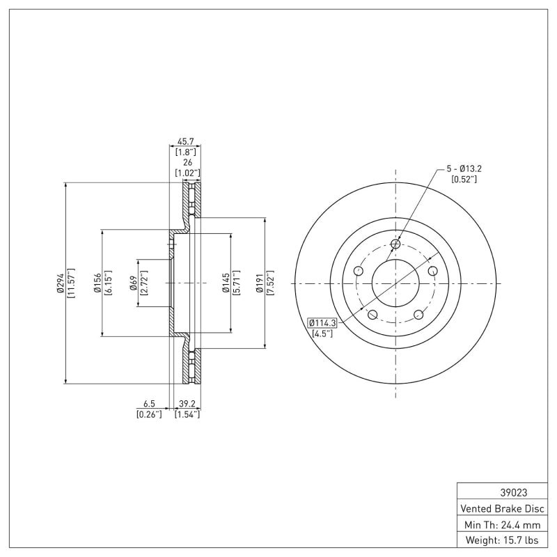 DFC 07-25 Chrysler Sebring Front Brake Rotor