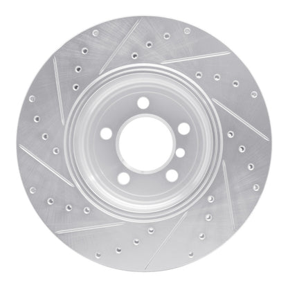 R1 Concepts R1 05-08 BMW 750LI Rear Right Drilled & Slotted Silver Brake Rotor