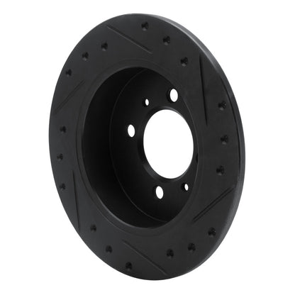 R1 Concepts R1 91-94 Nissan Sentra Rear Left Drilled & Slotted Black Brake Rotor