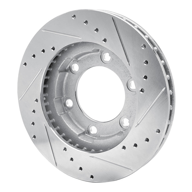 R1 Concepts R1 71-91 Chevrolet V10 & V1500 Suburban Front Left Drilled & Slotted Silver Brake Rotor