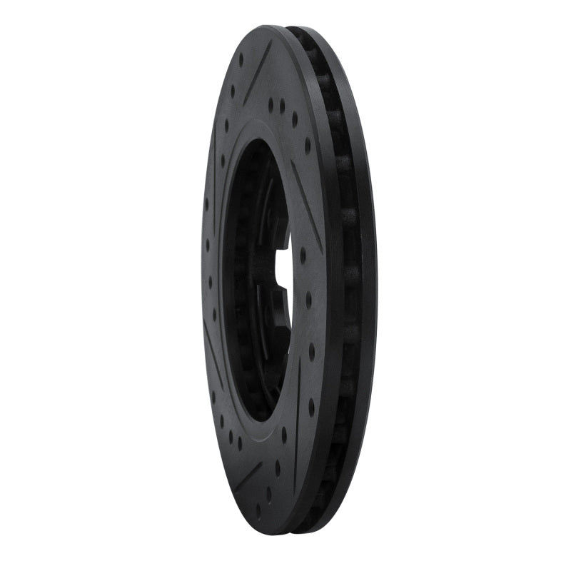 R1 Concepts R1 82-85 Nissan 720 Datsun Front Right Drilled & Slotted Black Brake Rotor