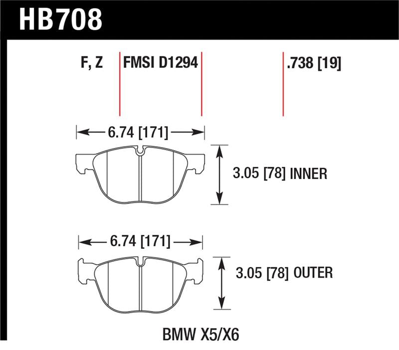 Hawk Performance Hawk 07-08 BMW X5 3.0si/4.8i / 09-13 X5 Xdrive / 08-13 X6 Xdrive HPS Front Brake Pads