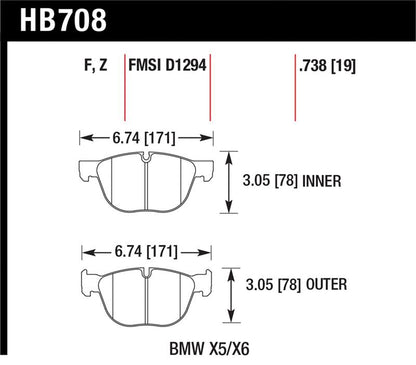 Hawk Performance Hawk 07-08 BMW X5 3.0si/4.8i / 09-13 X5 Xdrive / 08-13 X6 Xdrive HPS Front Brake Pads