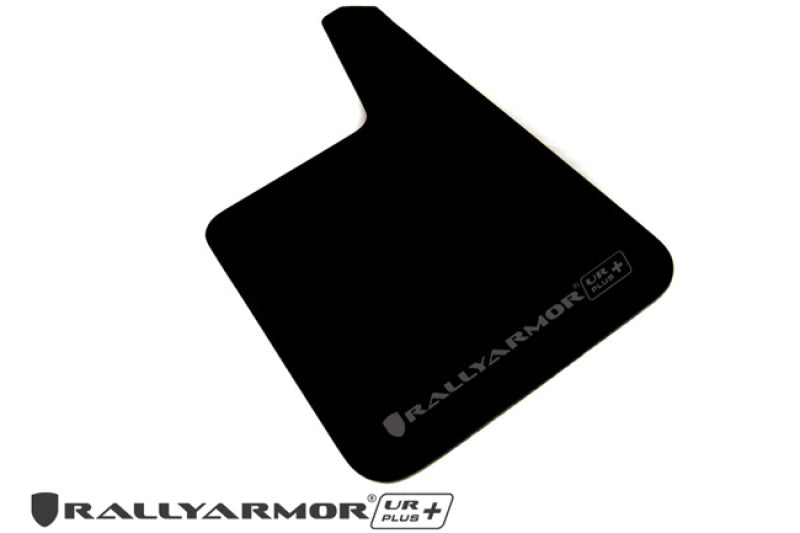 Rally Armor Universal Black UR Plus Mud Flap w/ Metallic Black Logo - Pair