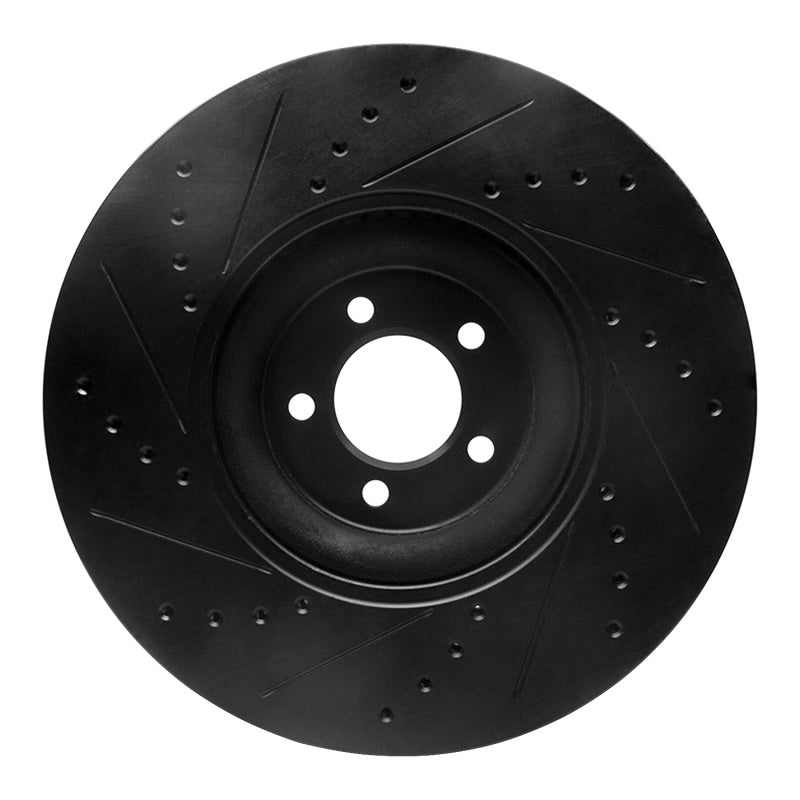 R1 Concepts R1 10-24 Jaguar XKR Front Right Drilled & Slotted Black Brake Rotor