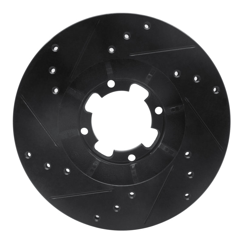 R1 Concepts R1 85-94 Subaru DL Front Right Drilled & Slotted Black Brake Rotor