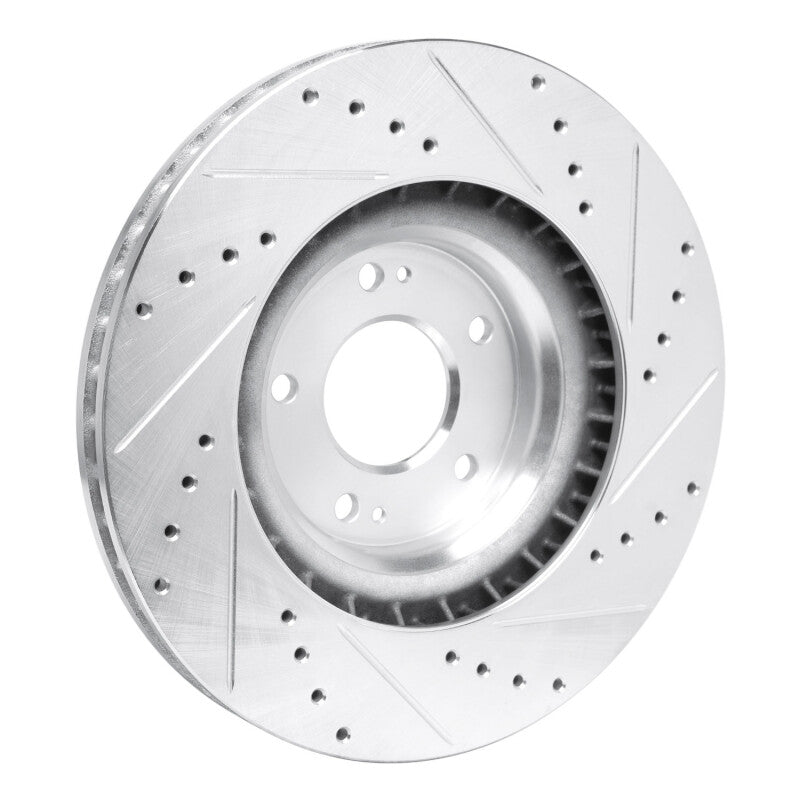 R1 Concepts R1 19-22 Hyundai Veloster N Front Left Drilled & Slotted Silver Brake Rotor