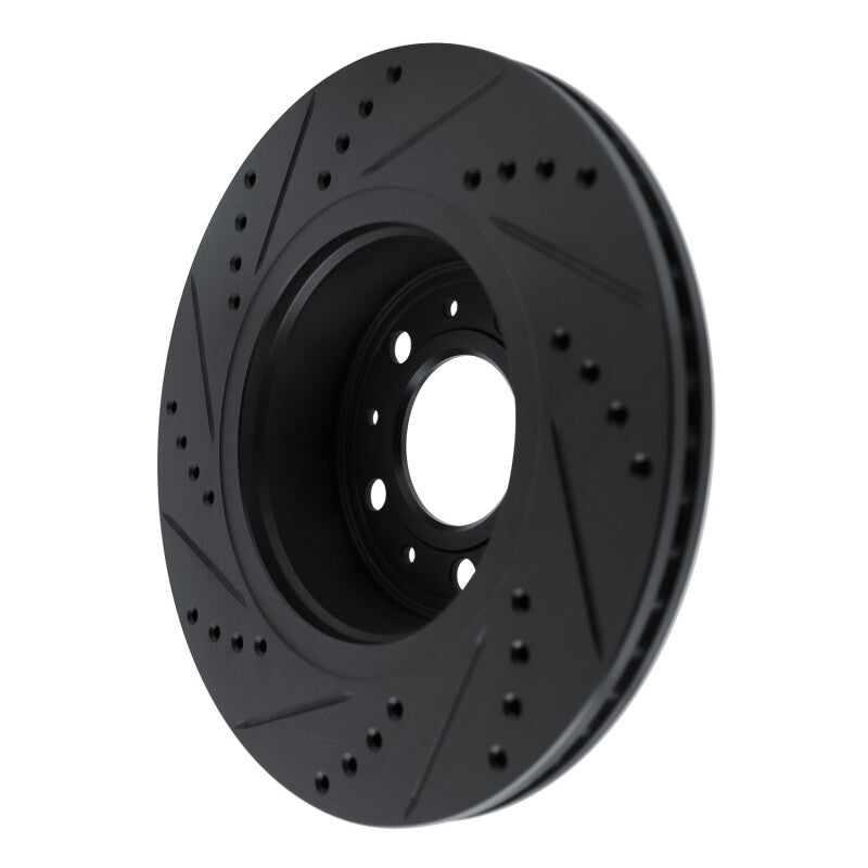 R1 Concepts R1 82-92 Volvo 740 Front Right Drilled & Slotted Black Brake Rotor