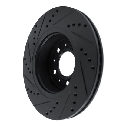 R1 Concepts R1 82-92 Volvo 740 Front Right Drilled & Slotted Black Brake Rotor