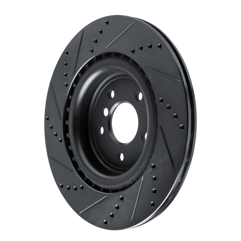 R1 Concepts R1 16-24 Jaguar XF Rear Right Drilled & Slotted Black Brake Rotor