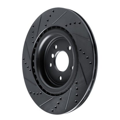R1 Concepts R1 16-24 Jaguar XF Rear Right Drilled & Slotted Black Brake Rotor