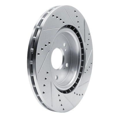 R1 Concepts R1 2019-2025 Acura RDX Front Left Drilled & Slotted Silver Brake Rotor