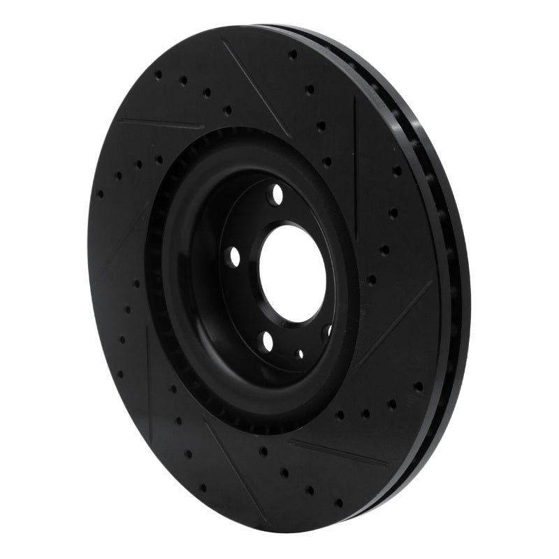 R1 Concepts R1 04-09 Audi S4 Front Left Drilled & Slotted Black Brake Rotor