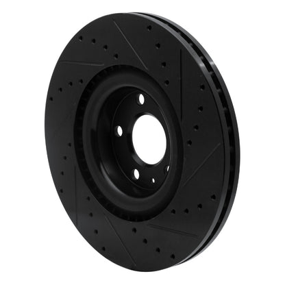 R1 Concepts R1 04-09 Audi S4 Front Left Drilled & Slotted Black Brake Rotor