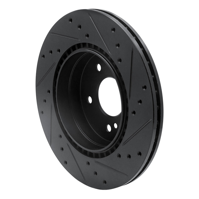 R1 Concepts R1 98-09 Chrysler Crossfire Rear Left Drilled & Slotted Black Brake Rotor