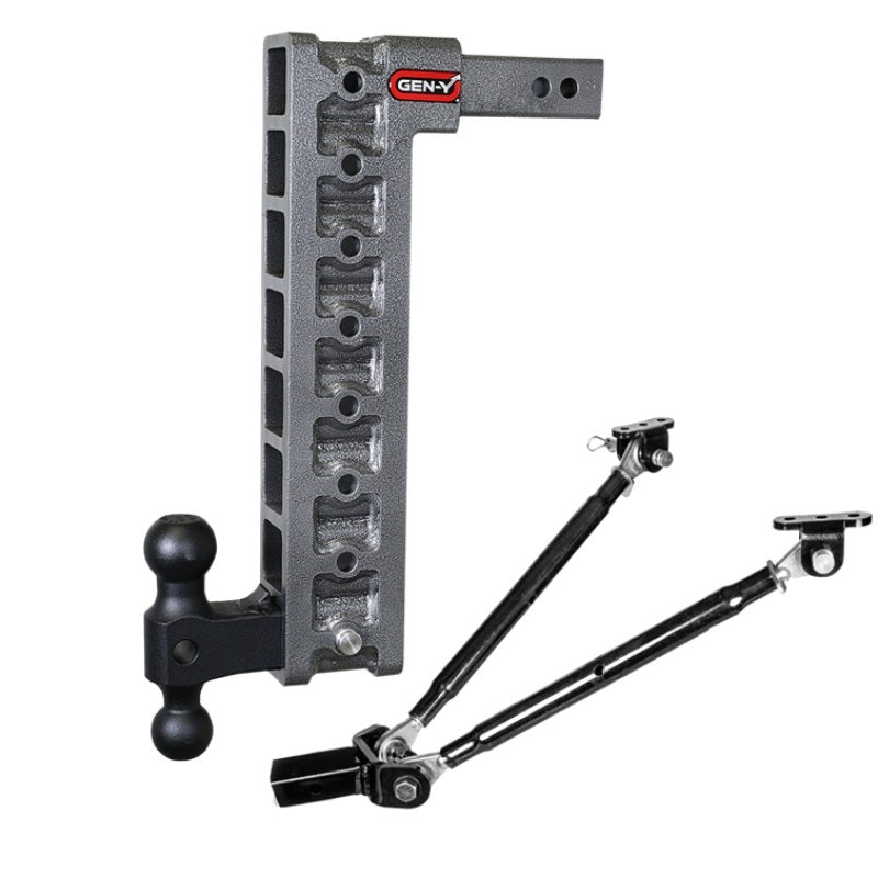 GEN-Y Hitch Gen-Y Mega Duty 2in Shank 17.5in Drop 2K TW 16K Hitch w/GH-051 Dual-Ball/GH-0100 Stabilizer Kit