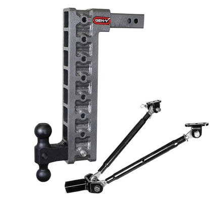 GEN-Y Hitch Gen-Y Mega Duty 2in Shank 17.5in Drop 2K TW 16K Hitch w/GH-051 Dual-Ball/GH-0100 Stabilizer Kit