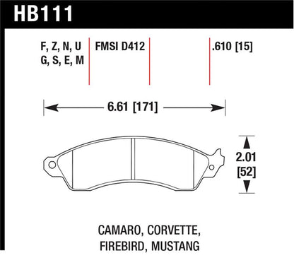 Hawk Performance Hawk 94-04 Mustang Cobra / 88-95 Corvette 5.7L / 88-92 Camaro w/ HD Brakes Front Performance Ceramic