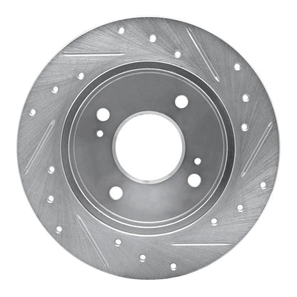R1 Concepts R1 89-98 Nissan 240SX Rear Left Drilled & Slotted Silver Brake Rotor