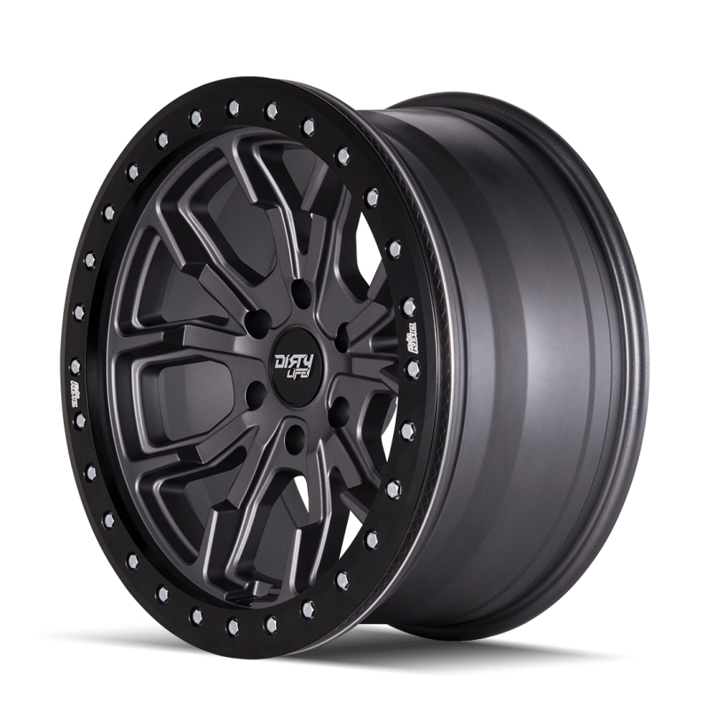 Dirty Life 9303 DT-1 17x9/5x127 BP/-38mm Offset/78.1mm Hub Matte Gunmetal Wheel - Beadlock
