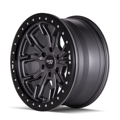 Dirty Life 9303 DT-1 17x9/5x114.3 BP/-12mm Offset/72.6mm Hub Matte Gunmetal Wheel - Beadlock