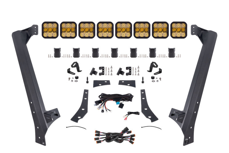 Diode Dynamics Jeep JK SS5 Pro CrossLink Windshield - Yellow Combo Lightbar Kit