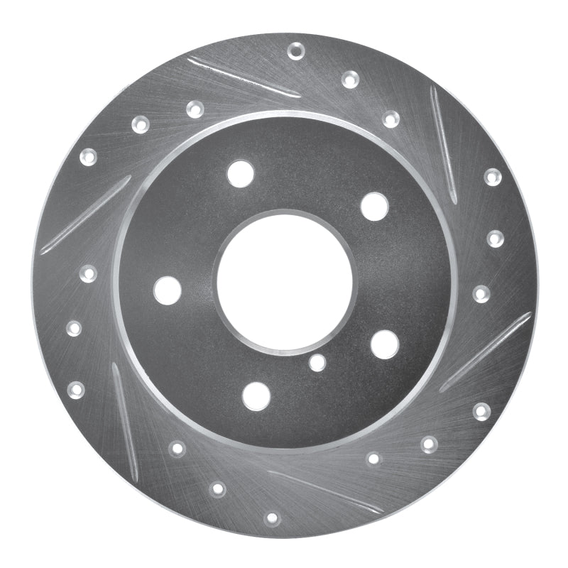 R1 Concepts R1 89-91 Mazda RX-7 Rear Right Drilled & Slotted Silver Brake Rotor