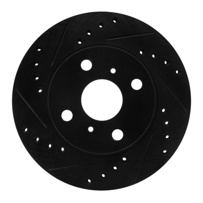 R1 Concepts R1 85-88 Chevrolet Nova Front Left Drilled & Slotted Black Brake Rotor