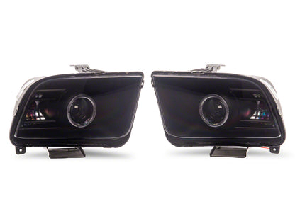 Raxiom 05-09 Ford Mustang w/ Factory Halogen LED Halo Headlights- Black Housing (Smoked Lens)