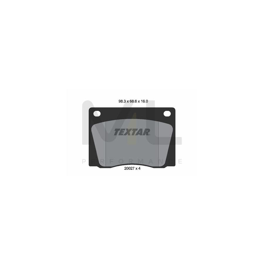 TEXTAR 2002701 Brake pad set not prepared for wear indicator