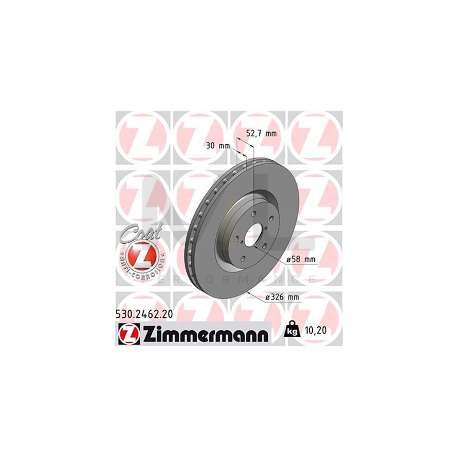 ZIMMERMANN COAT Z 530.2462.20 Brake Disc for SUBARU IMPREZA Internally Vented, Coated, High-carbon  - 1 piece