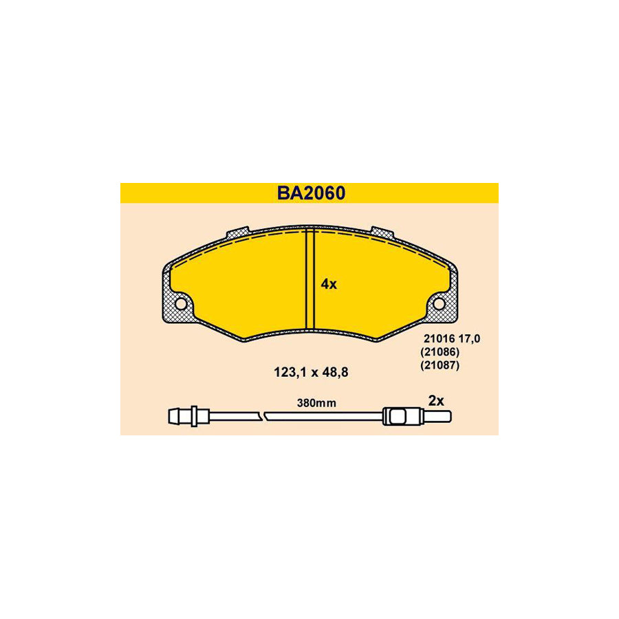 Barum Ba2060 Brake Pad Set for Renault 21