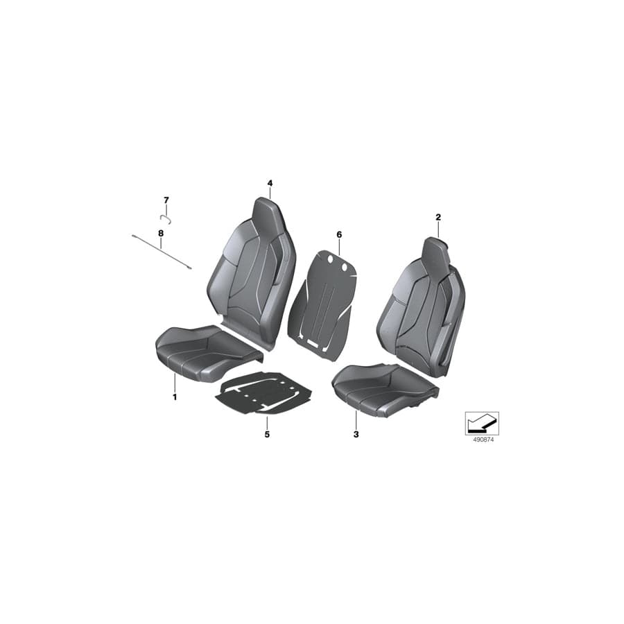 Genuine BMW 52107483268 I15 Sports Seat Cover Leather Right SCHWARZ (Inc. i8)