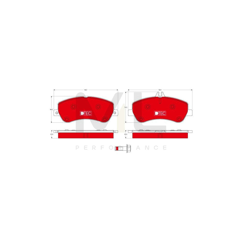 TRW Dtec Cotec Gdb1798Dte Brake Pad Set Prepared For Wear Indicator, With Brake Caliper Screws, With Accessories