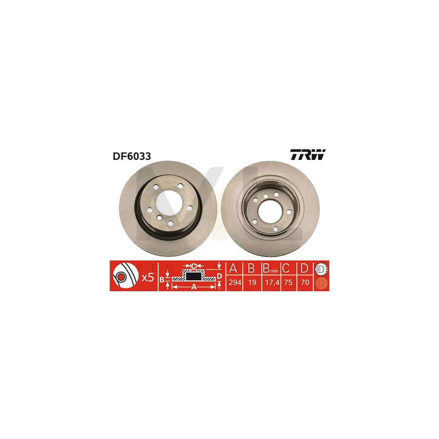 TRW DF6033 Brake Disc for BMW Z4 Vented, Painted  - 1 piece