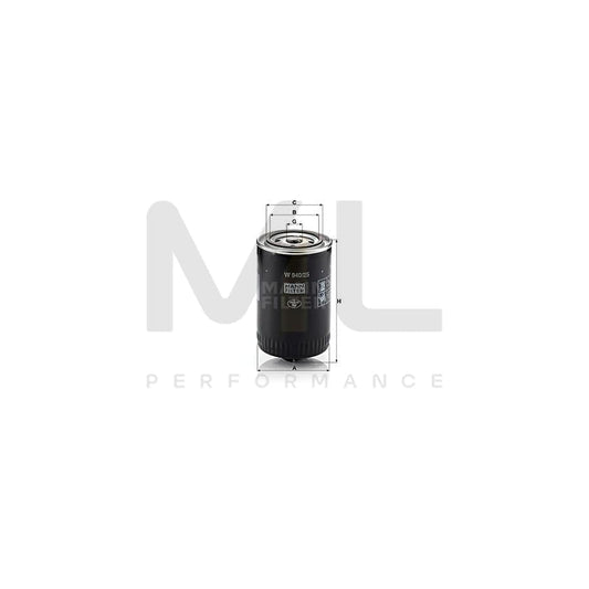 MANN-FILTER W 940/25 (10) Oil Filter Spin-on Filter, with one anti-return valve