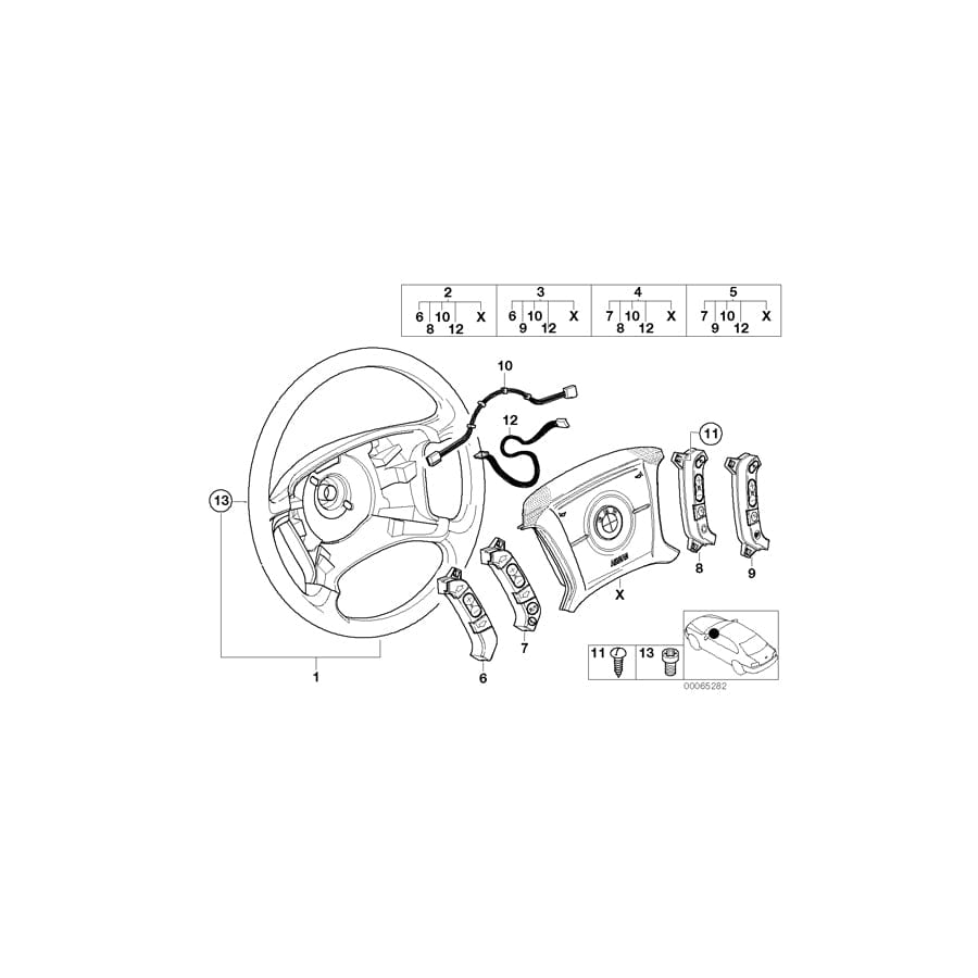 Genuine BMW 32306774159 E53 Leather Steering Wheel SCHWARZ (Inc. X5)