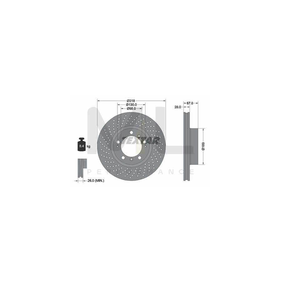 TEXTAR OE-Line 92100010 Brake Disc Perforated / Vented, Coated, High-carbon, without wheel hub, without wheel studs