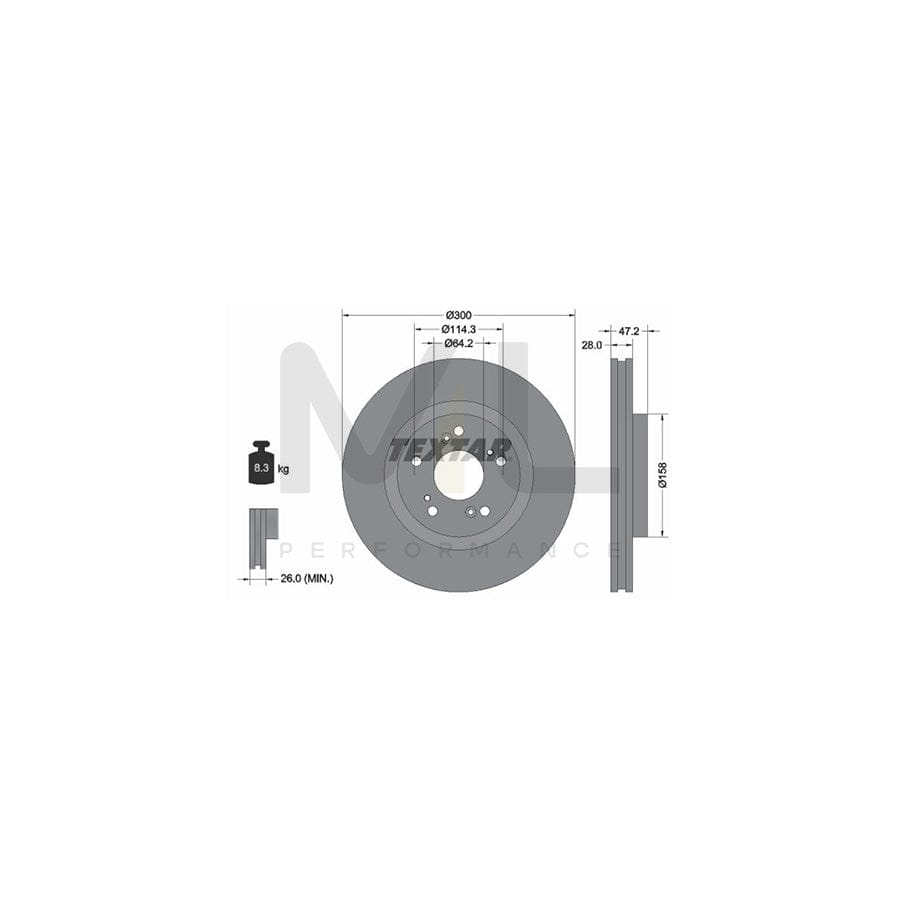 TEXTAR PRO 92284603 Brake Disc Internally Vented, Coated, without wheel hub  - 1 piece