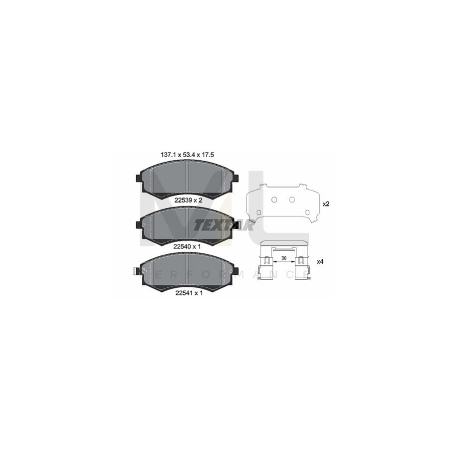 TEXTAR 2253901 Brake pad set with acoustic wear warning, with accessories