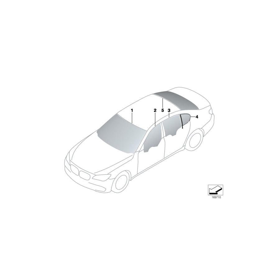 Genuine BMW 51357182098 F01 F04 Side Window, Green, Door, Rear Right SSG (Inc. ALPINA B7, 730dX & ALPINA B7X)
