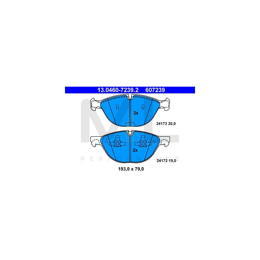 ATE 13.0460-7239.2 Brake pad set excl. wear warning contact, prepared for wear indicator