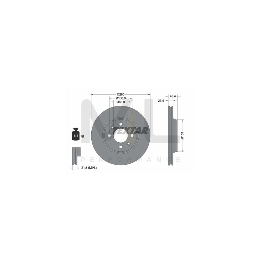 TEXTAR 92048400 Brake Disc Internally Vented, without wheel hub, without wheel studs  - 1 piece