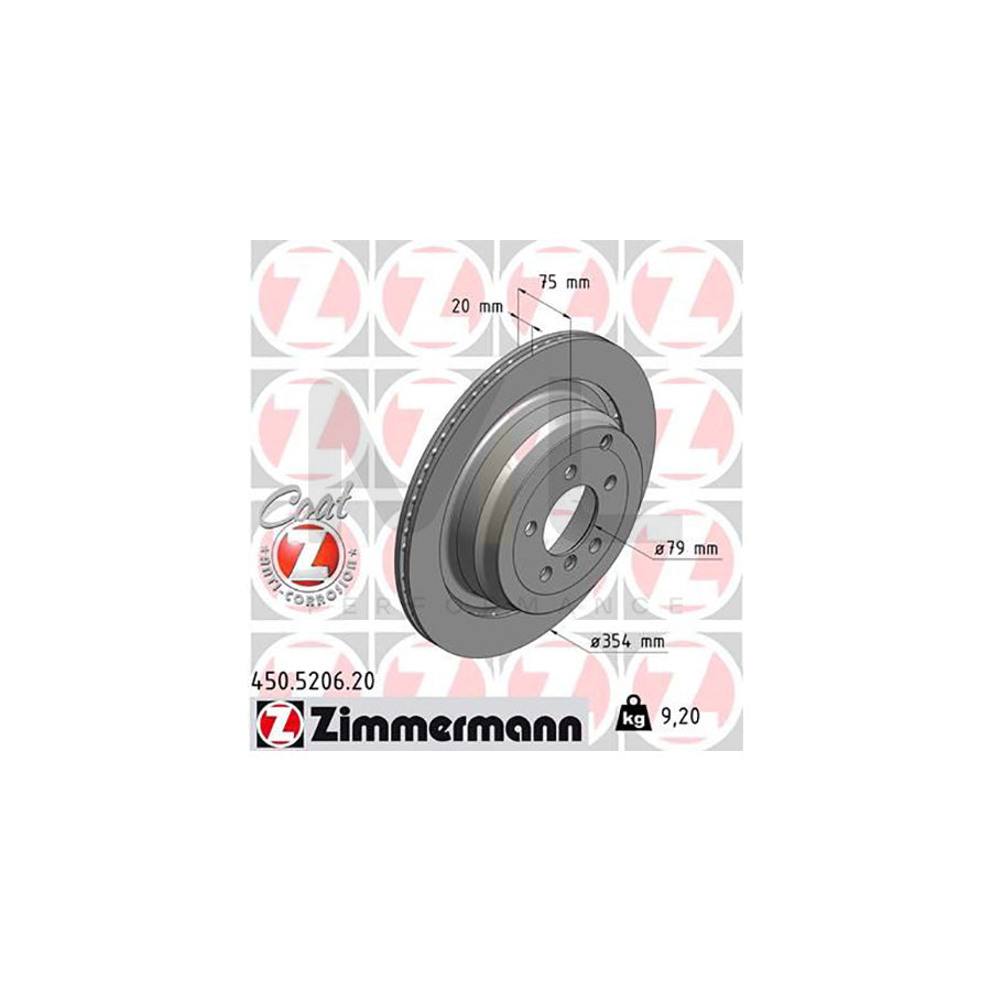 ZIMMERMANN COAT Z 450.5206.20 Brake Disc for LAND ROVER Range Rover III (L322) Externally Vented, Coated, High-carbon  - 1 piece