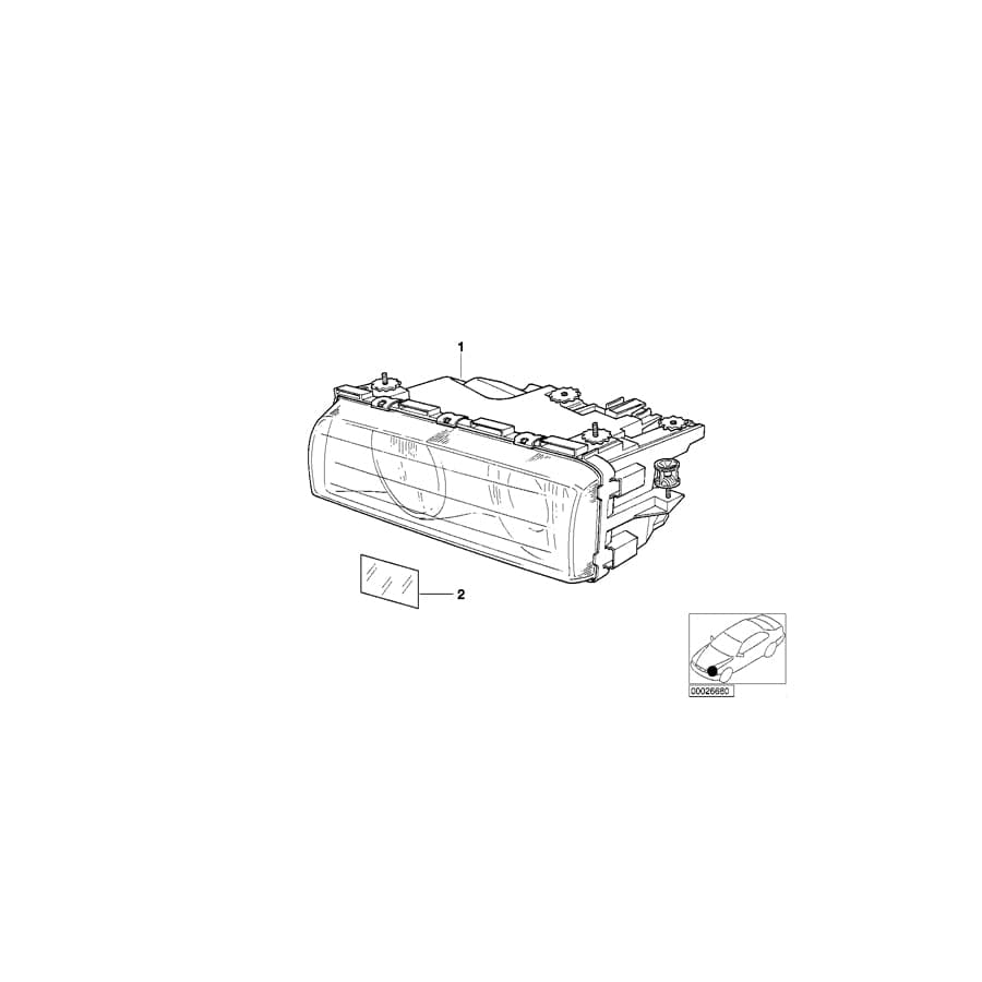 Genuine BMW 63128352753 E38 Headlight Left (Inc. 750i, 750iL & 750iLS)