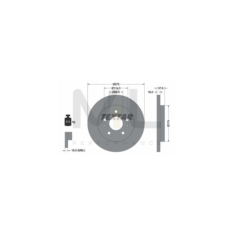 TEXTAR 92138200 Brake Disc Solid, without wheel hub, without wheel studs  - 1 piece