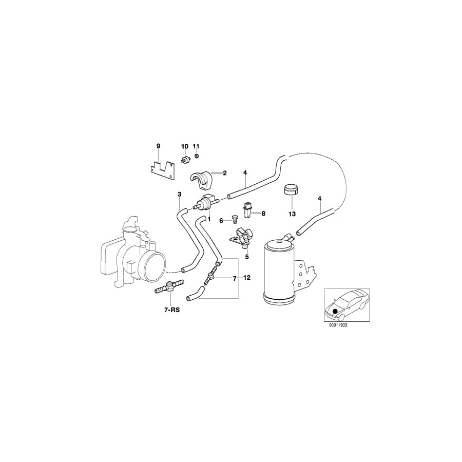 Genuine BMW 11641403436 E36 Disturbed Air Valve Set D=2,5mm (Inc. M3)