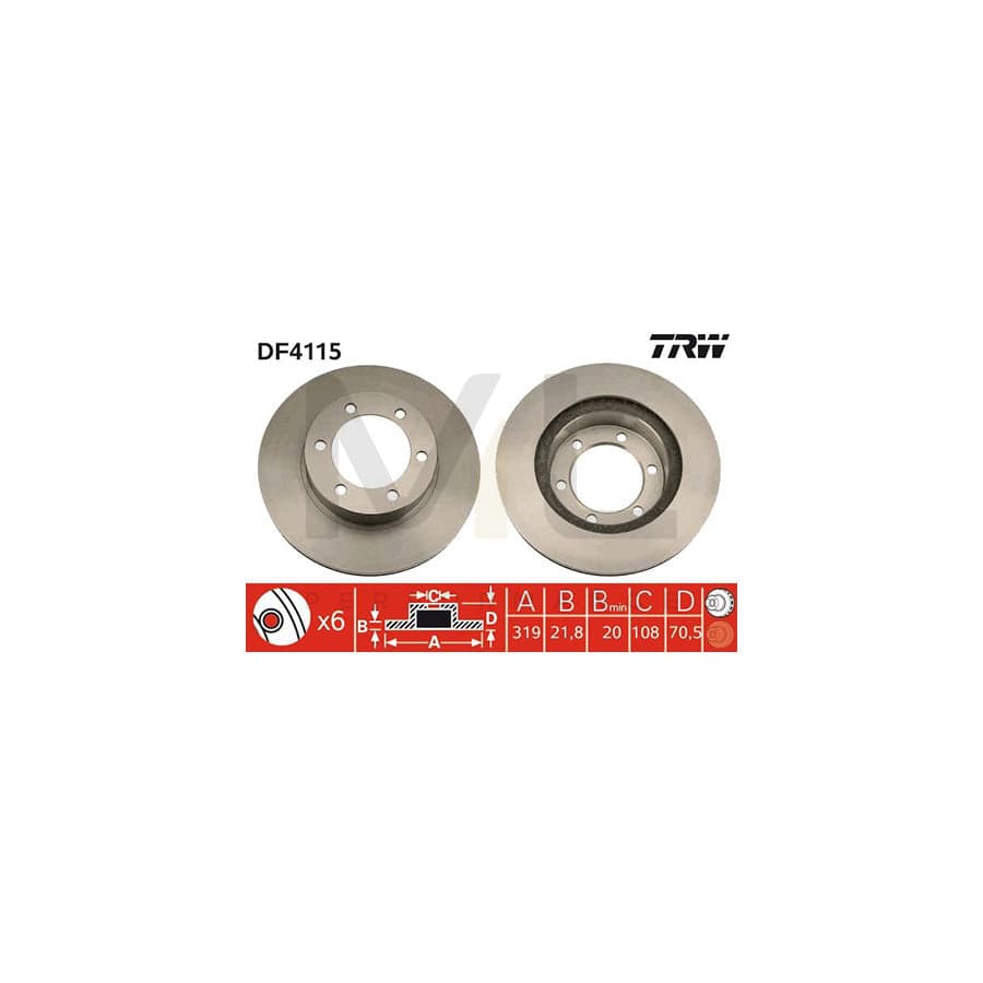 TRW DF4115 Brake Disc Vented, Painted  - 1 piece