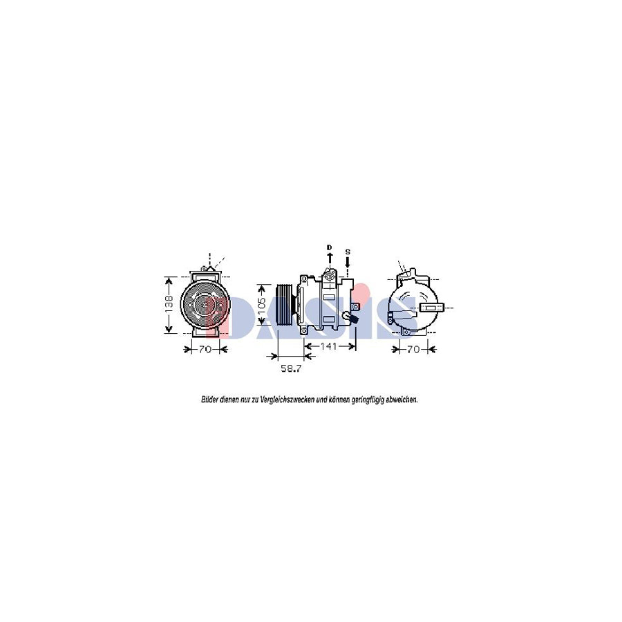 AKS Dasis 851796N Compressor, Air Conditioning for Audi A4
