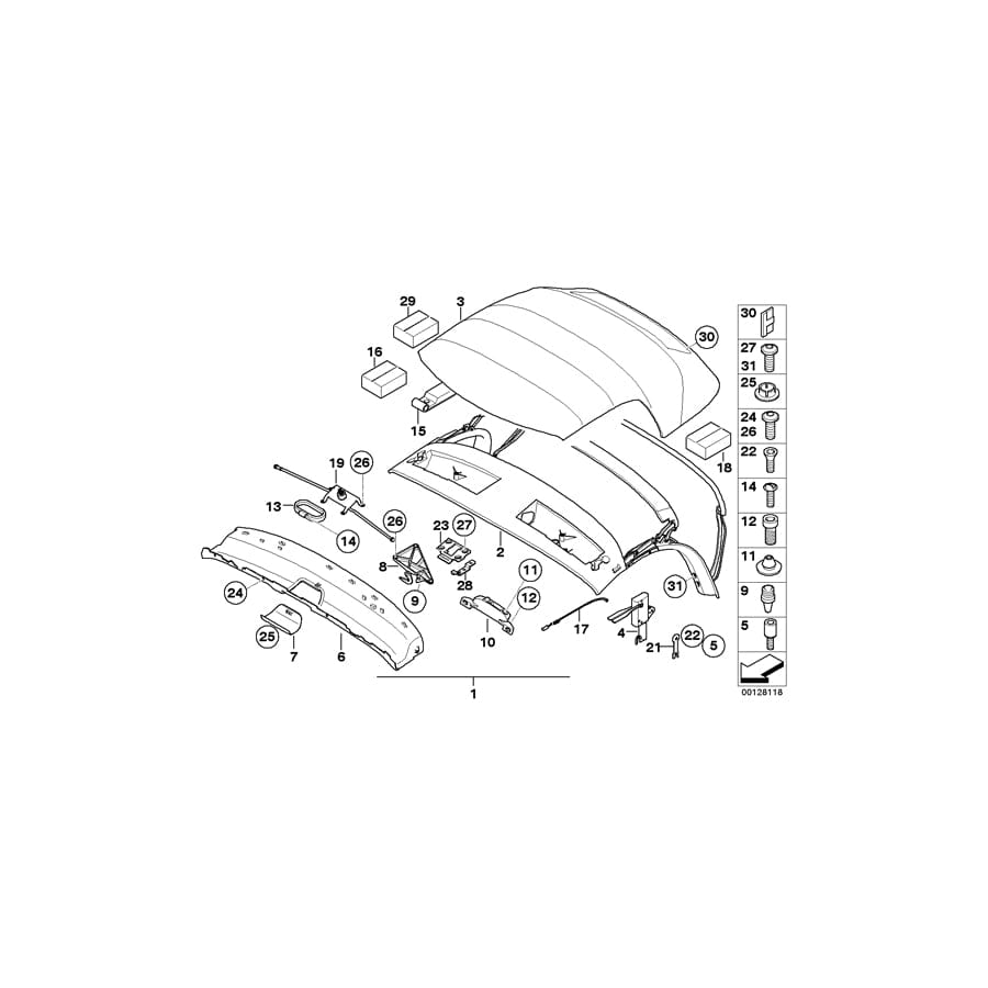 Genuine BMW 54347079588 E85 Right Tension Rope (Inc. Z4)